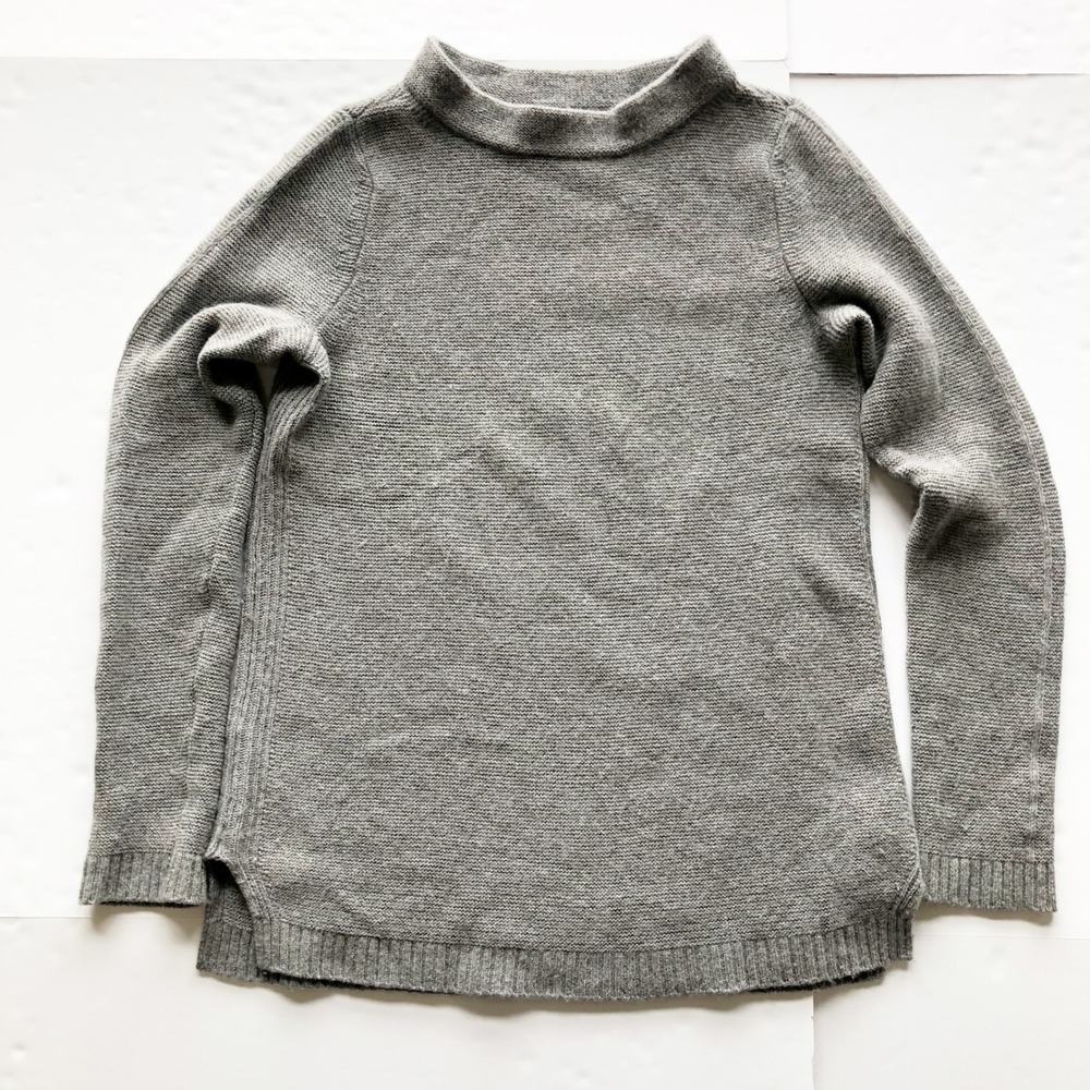Banana Republic Sweater Womens Small Merino Wool Cashmere Mock Neck Gray Knit